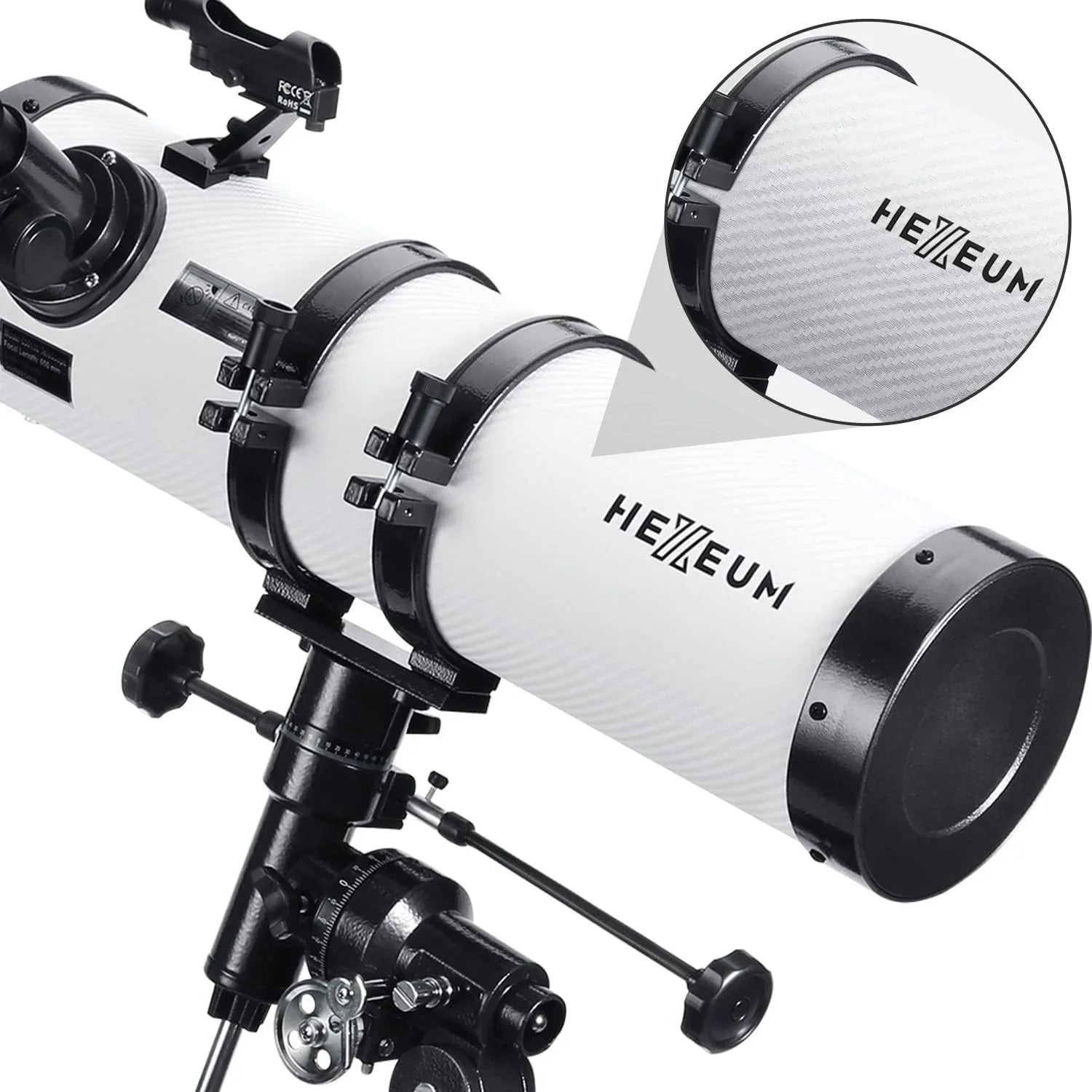Product feature image of the KOOLPTE Antares 130mm/650mm EQ reflector telescope.