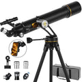 Telescope, 90mm Aperture 700mm with Vertisteel AZ Mounting Slow-Motion Mount, High Power for Astronomy Enthusiasts, Easy for Kids, with Carry Bag, Wireless Remote Control, Phone Adapter,Black