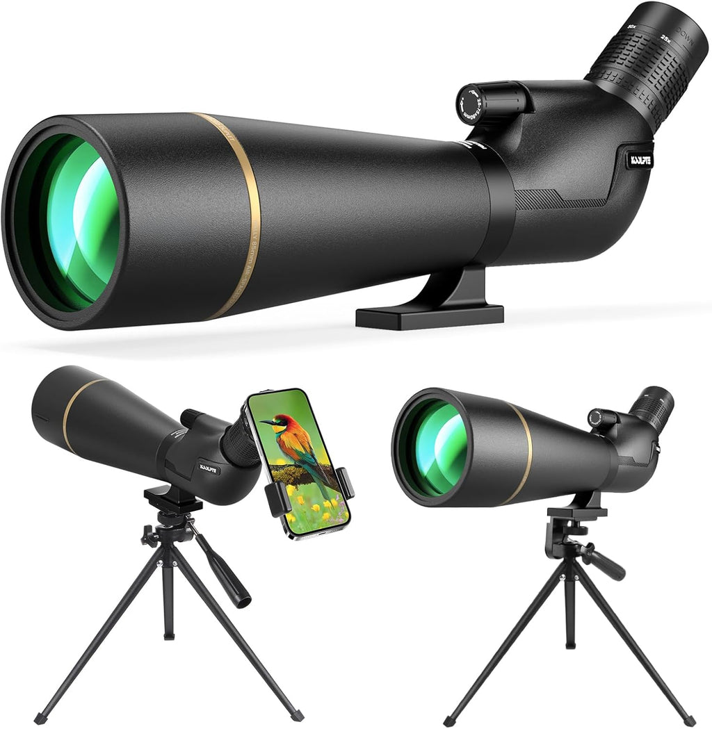 Spotting Scope 25-75x85 with Phone Adapter, Tripod & Carrying Bag -Fully Multi-Coated Optics,BAK4 High Definition Waterproof Spotter Scope for Birding, Wildlife Viewing, Outdoor Observation,Black