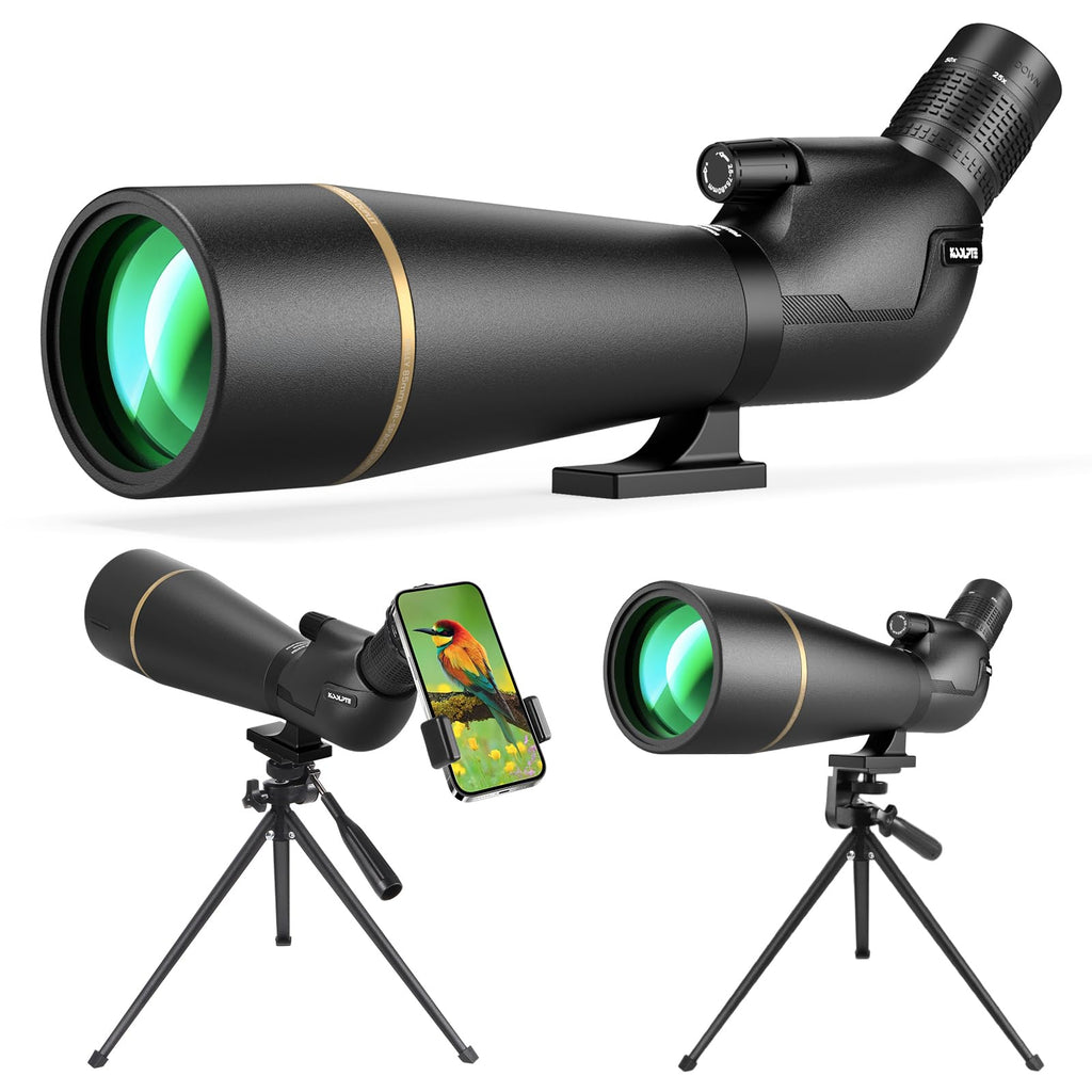 Spotting Scope 25-75x85 with Phone Adapter, Tripod & Carrying Bag -Fully Multi-Coated Optics,BAK4 High Definition Waterproof Spotter Scope for Birding, Wildlife Viewing, Outdoor Observation,Black