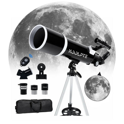Koolpte Vega Plus 80mm 600mm refractor telescope with tripod and accessories black model 