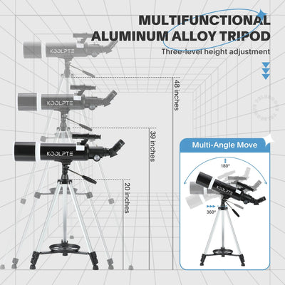 Koolpte Vega Plus 80mm 600mm refractor telescope product structure and specifications 