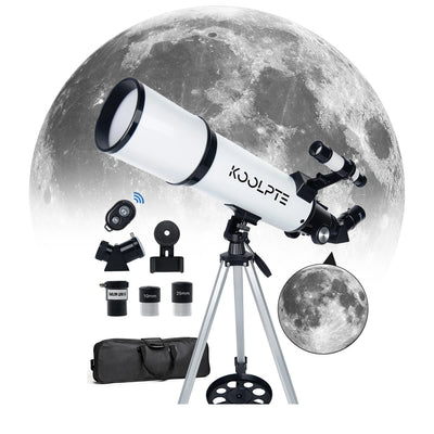 Koolpte Vega Plus 80mm 600mm refractor telescope white model with tripod and accessories 