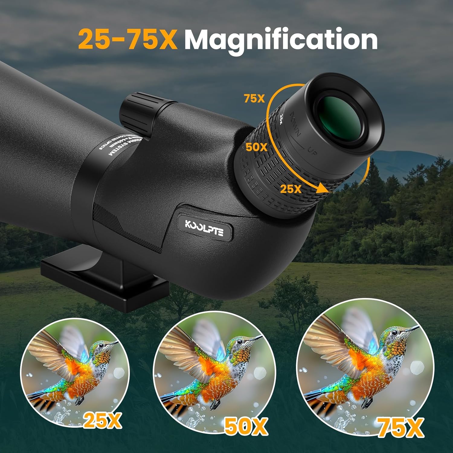 Spotting Scope 25-75x85 with Phone Adapter, Tripod & Carrying Bag -Fully Multi-Coated Optics,BAK4 High Definition Waterproof Spotter Scope for Birding, Wildlife Viewing, Outdoor Observation,Black