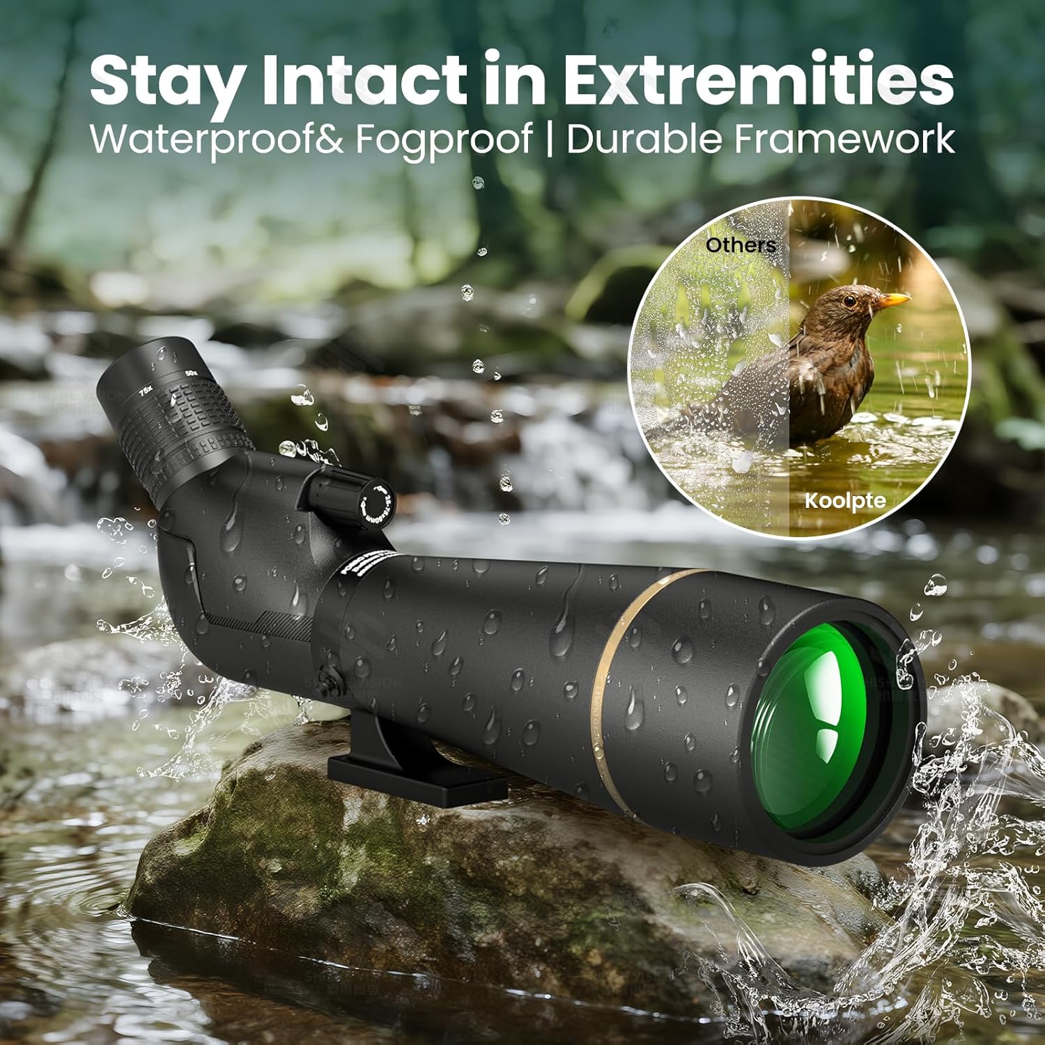 Spotting Scope 25-75x85 with Phone Adapter, Tripod & Carrying Bag -Fully Multi-Coated Optics,BAK4 High Definition Waterproof Spotter Scope for Birding, Wildlife Viewing, Outdoor Observation,Black