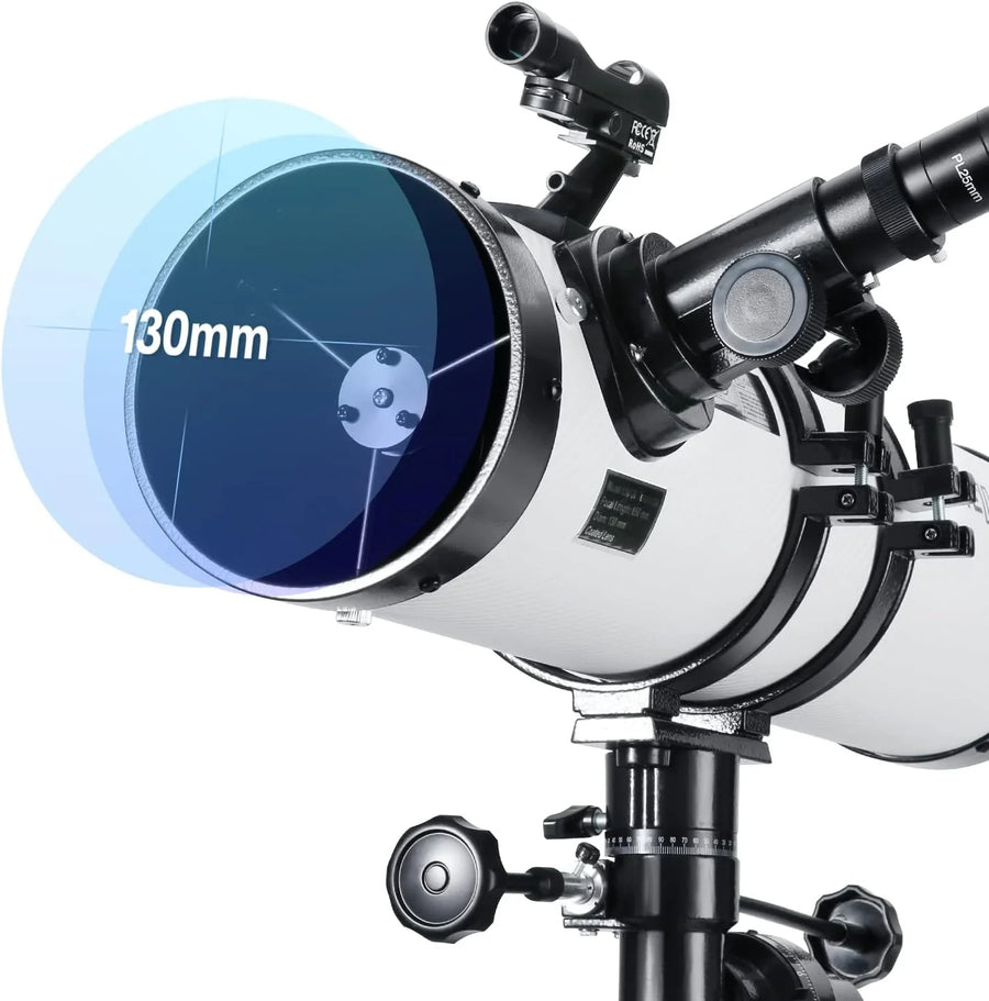 Additional product view of the KOOLPTE Antares 130mm/650mm EQ reflector telescope.