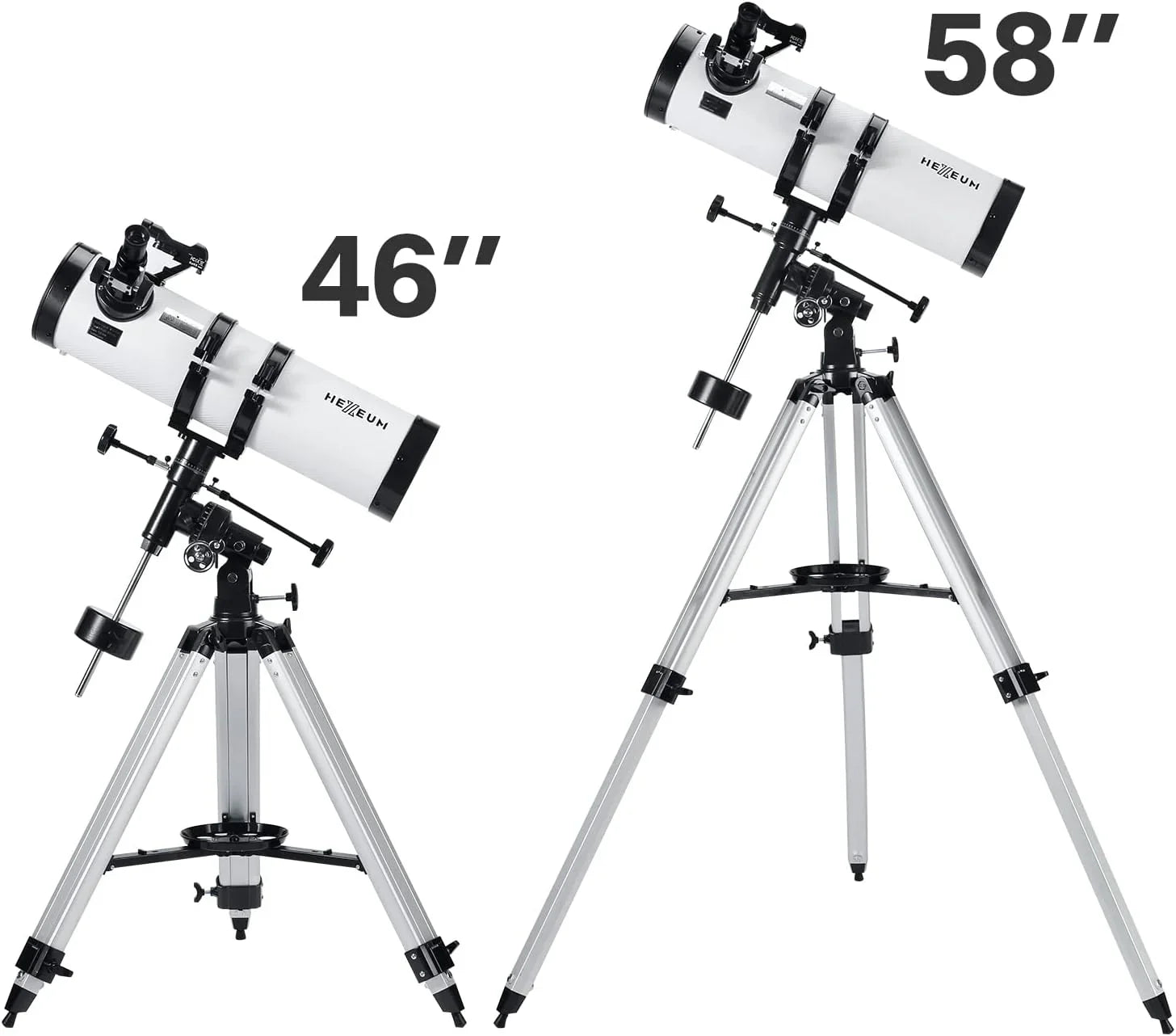Product overview of the KOOLPTE Antares 130mm/650mm EQ reflector telescope.