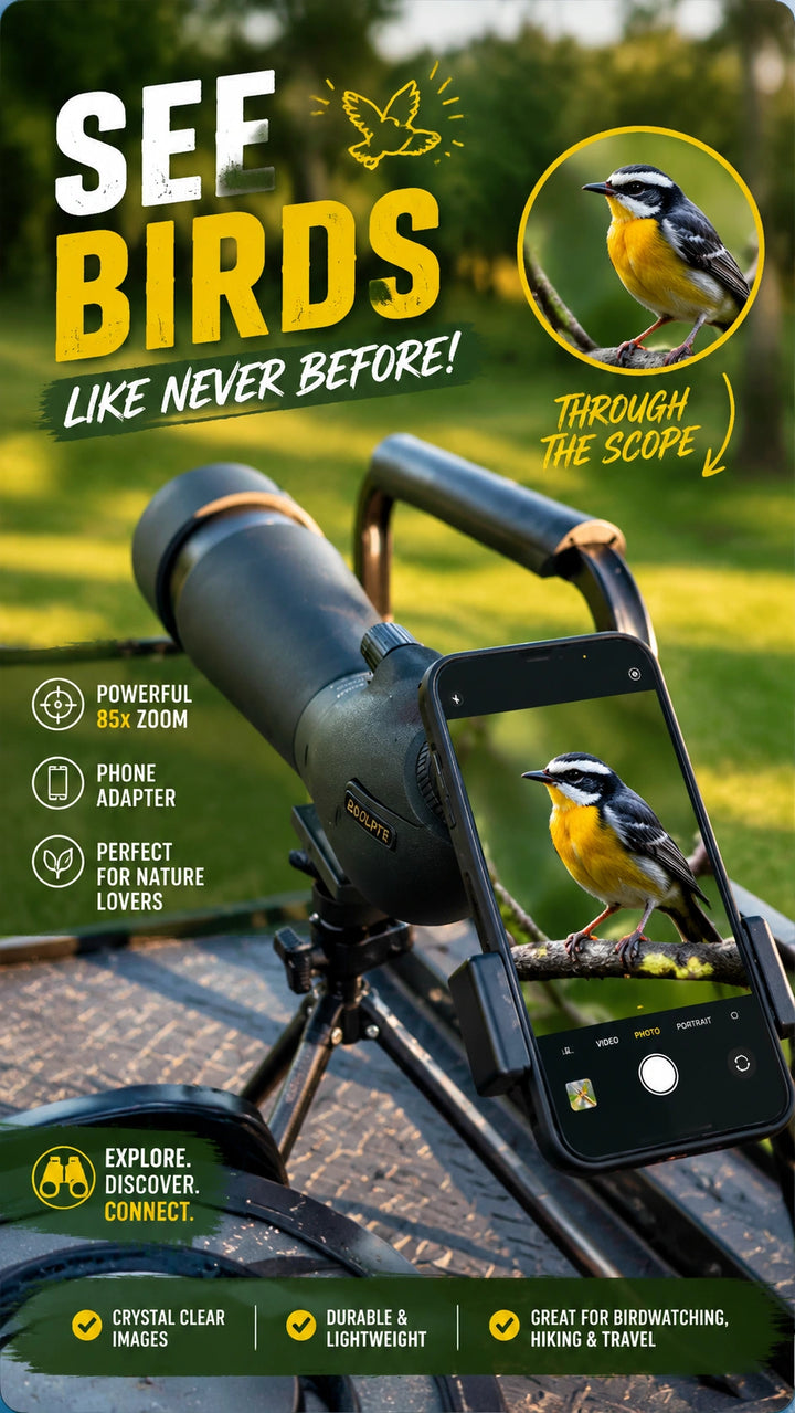 Zoom in on birds, landscapes, and distant nature with bright outdoor clarity.