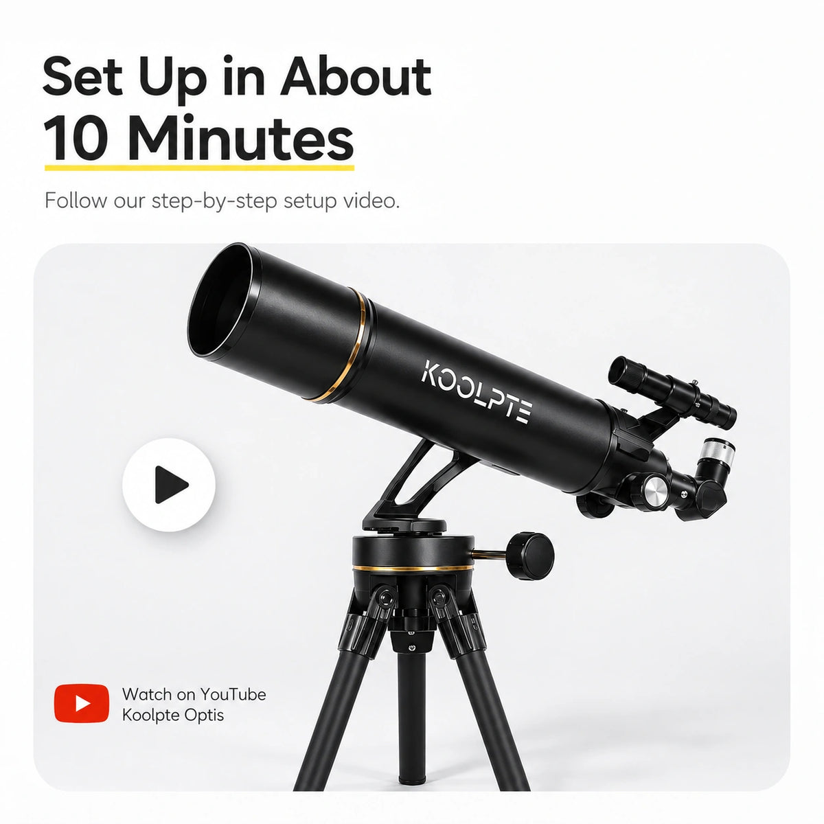 Koolpte Vega Precision telescope portable setup with tripod and carrying bag