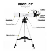 Koolpte Vega Precision Telescope 90mm Aperture 700mm Altazimuth Mount Refractor Telescope for Beginners and Adults