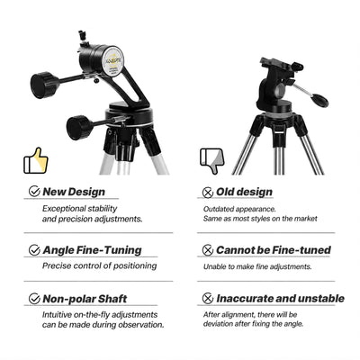 Tripod and altazimuth mount for the white KOOLPTE Vega Precision 90mm/700mm refractor telescope. 